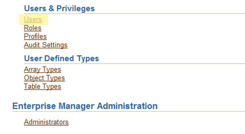 Click Users under Oracle Enterprise manager 10G Click Users under Oracle Enterprise manager 10G
